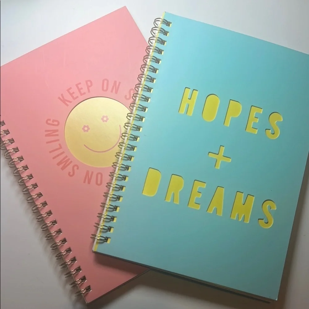 Set of 2 Pastel Pink and Blue Spiral Notebooks